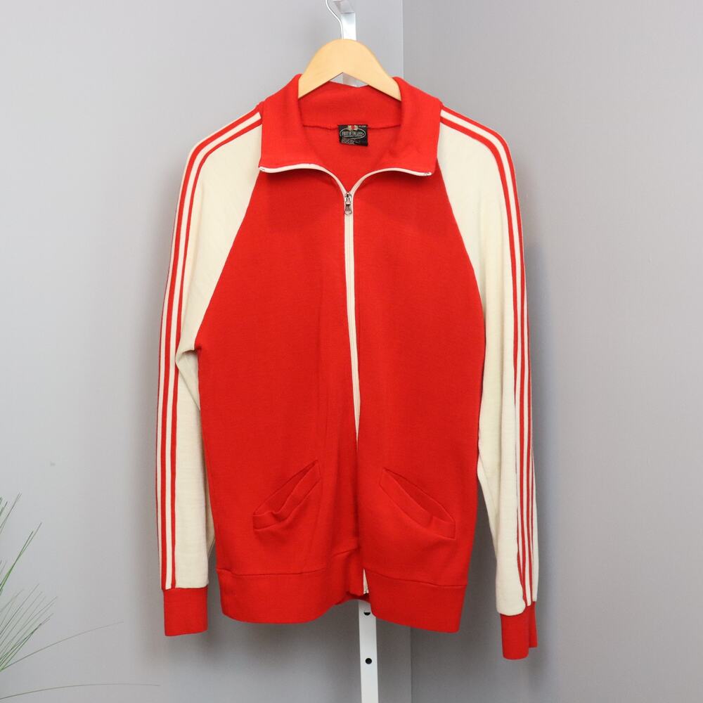 Vintage Fruit of the Loom Red Track Jacket Racing Stripe 80s‎ Men’s L